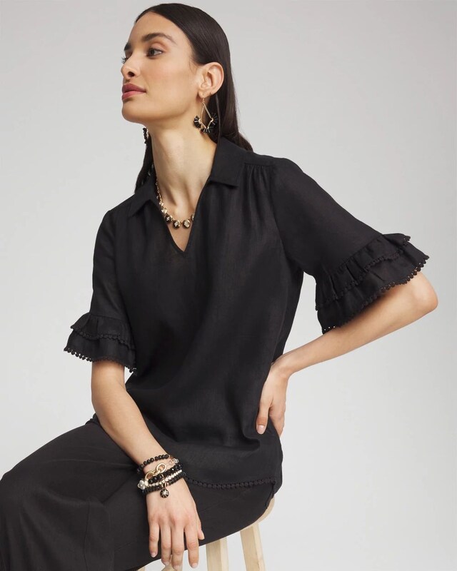 Linen Ruffle Sleeve Blouse - image 2